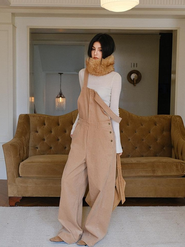 FU FRESH UP Relaxed Corduroy Cargo Adjustable Straps Women&