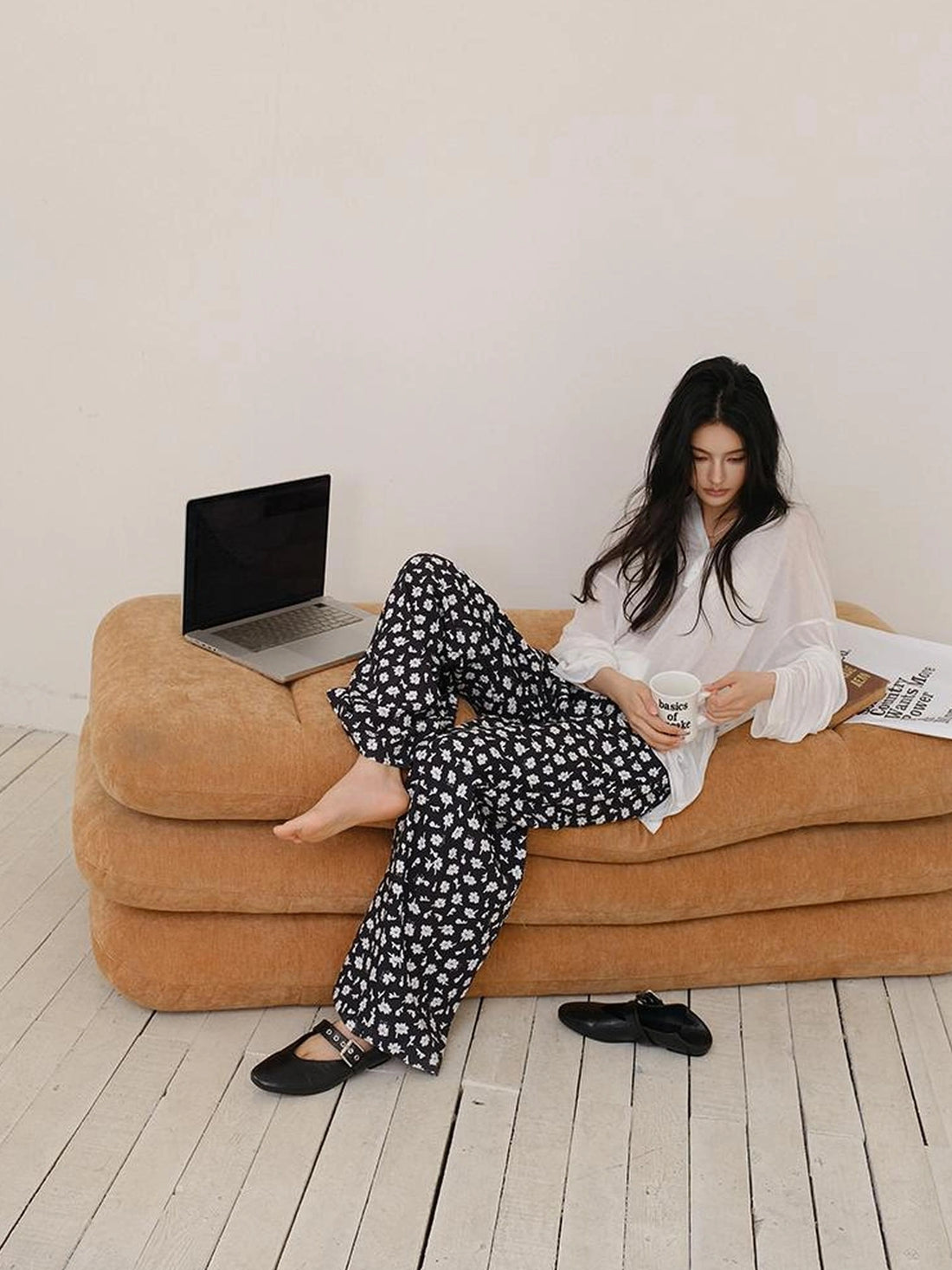 FU FRESH UP Relaxed Linen Lyocell Wide Leg Printed Pants