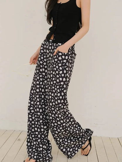FU FRESH UP Relaxed Linen Lyocell Wide Leg Printed Pants