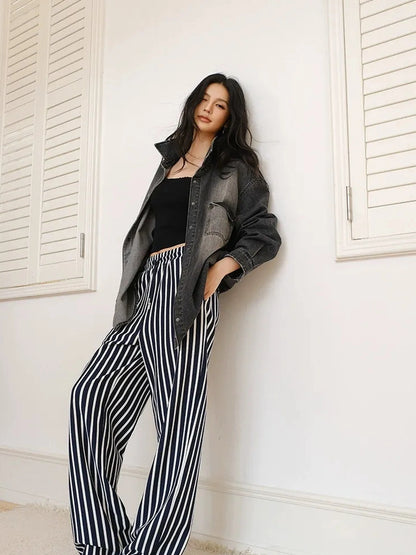 FU FRESH UP Relaxed Striped Drawstring Sweatpants