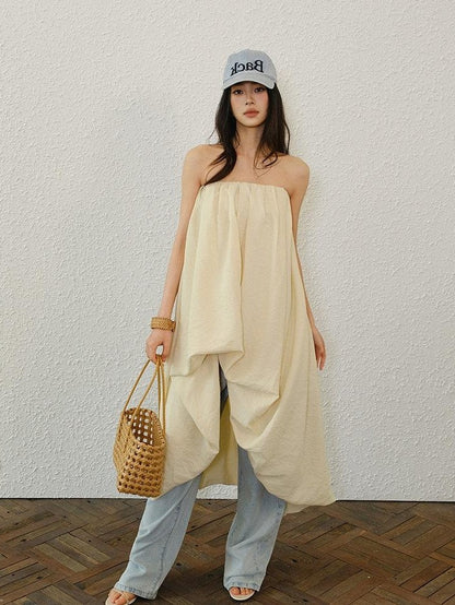 FU FRESH UP Resort Asymmetrical Pleated A Line Women&
