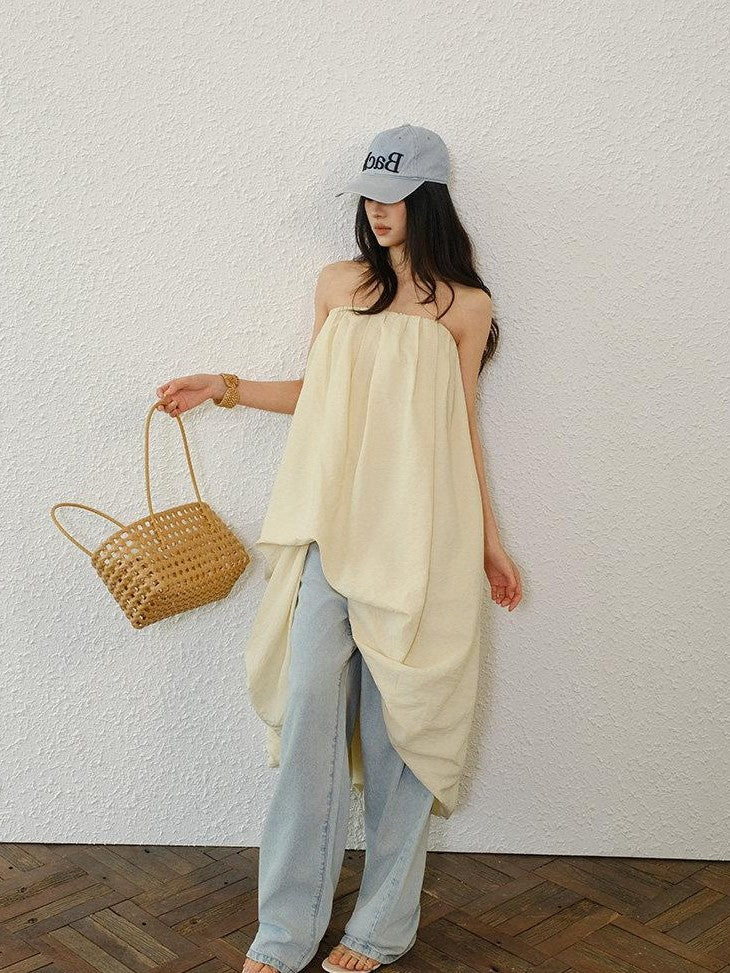 FU FRESH UP Resort Asymmetrical Pleated A Line Women&