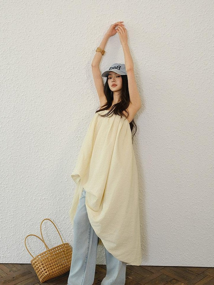 FU FRESH UP Resort Asymmetrical Pleated A Line Women&
