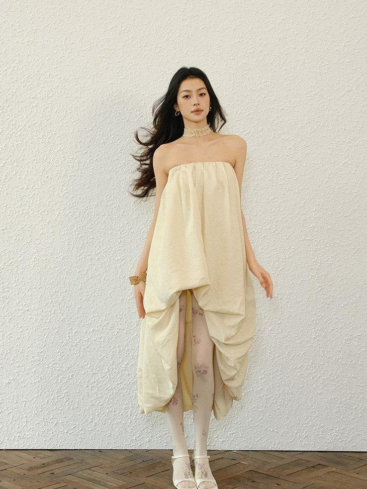 FU FRESH UP Resort Asymmetrical Pleated A Line Women&