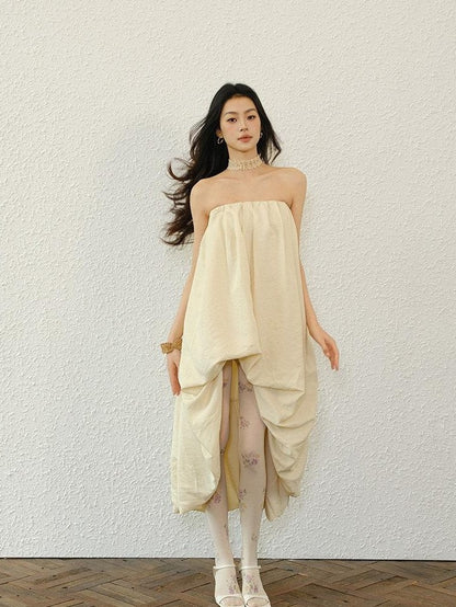 FU FRESH UP Resort Asymmetrical Pleated A Line Women&
