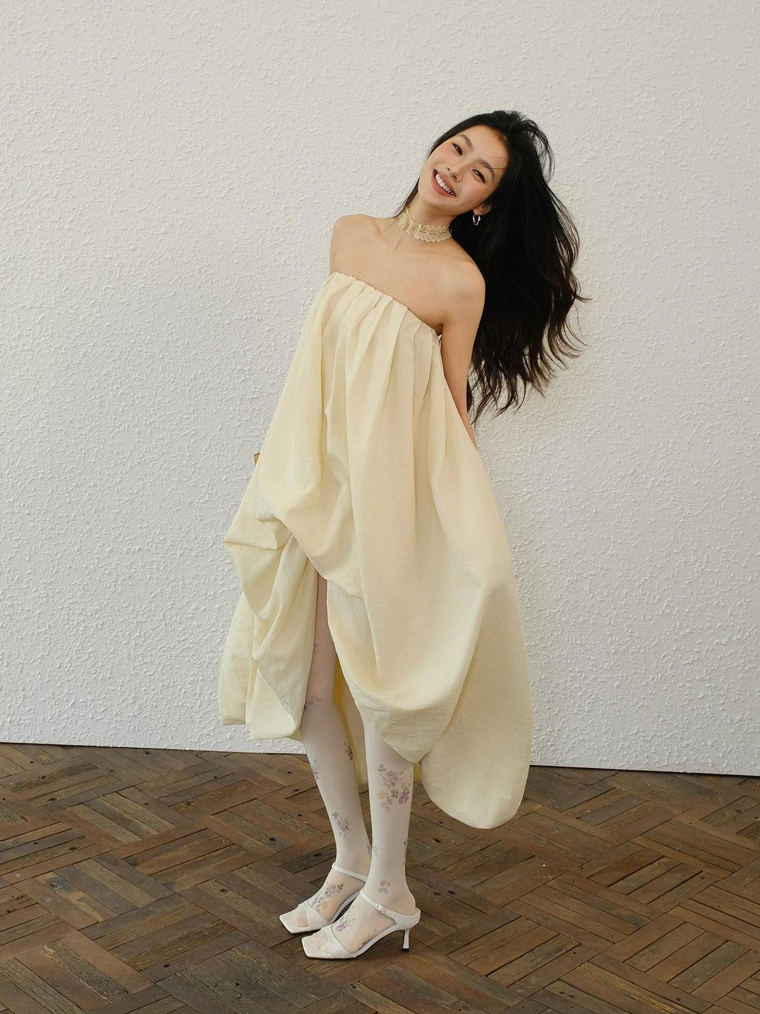 FU FRESH UP Resort Asymmetrical Pleated A Line Women&