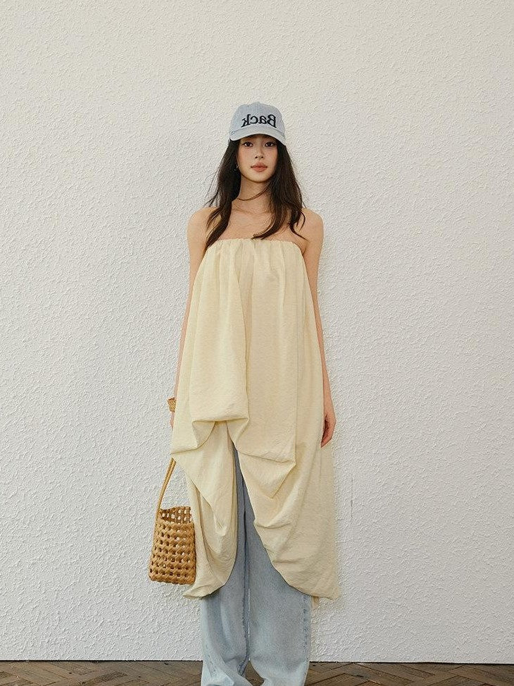 FU FRESH UP Resort Asymmetrical Pleated A Line Women&