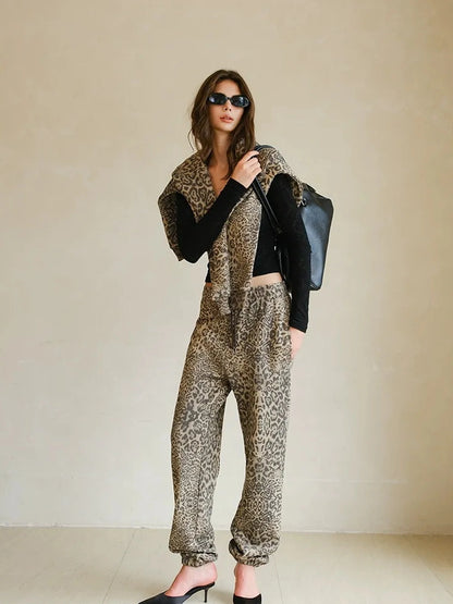 FU FRESH UP Retro Animal Print Hoodie And Jogger Set