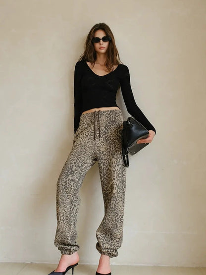 FU FRESH UP Retro Animal Print Hoodie And Jogger Set