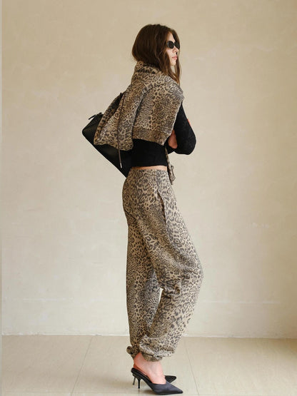 FU FRESH UP Retro Animal Print Hoodie And Jogger Set