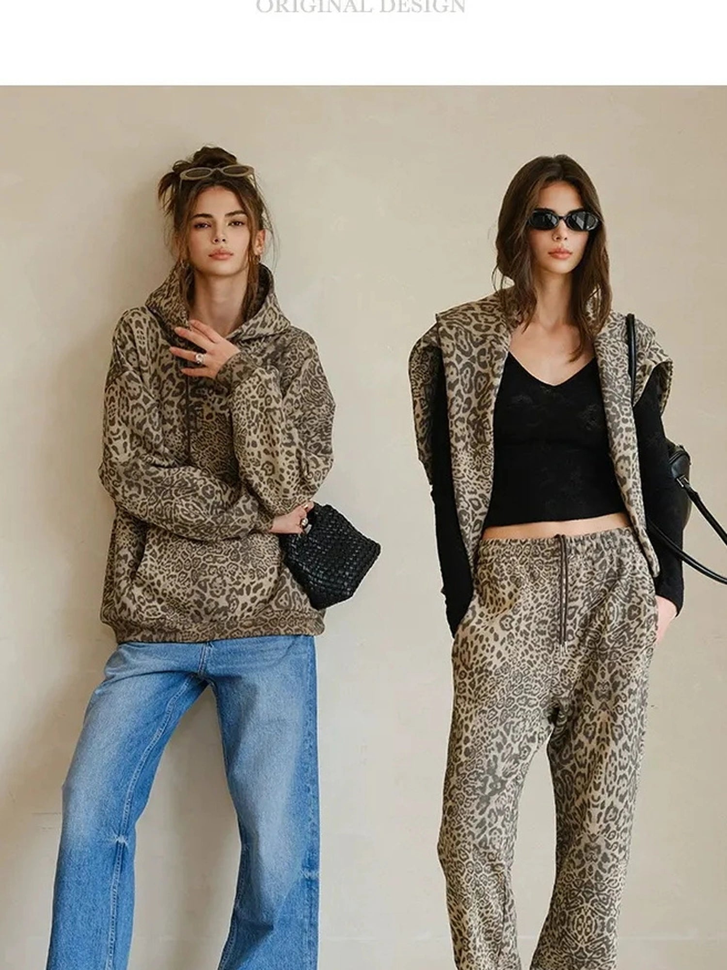FU FRESH UP Retro Animal Print Hoodie And Jogger Set
