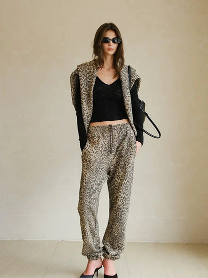 FU FRESH UP Retro Animal Print Hoodie And Jogger Set