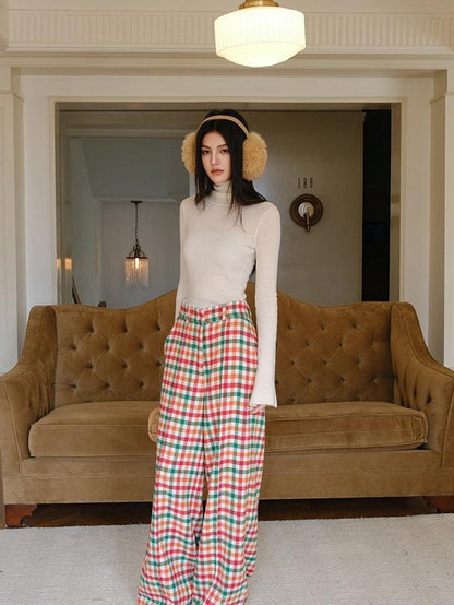 FU FRESH UP Retro Plaid High Waist Women&