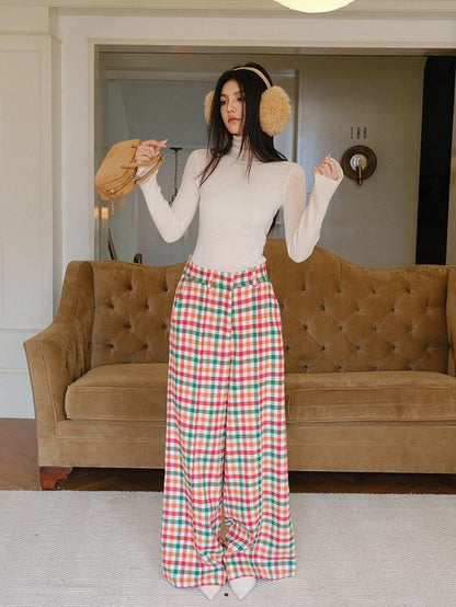FU FRESH UP Retro Plaid High Waist Women&