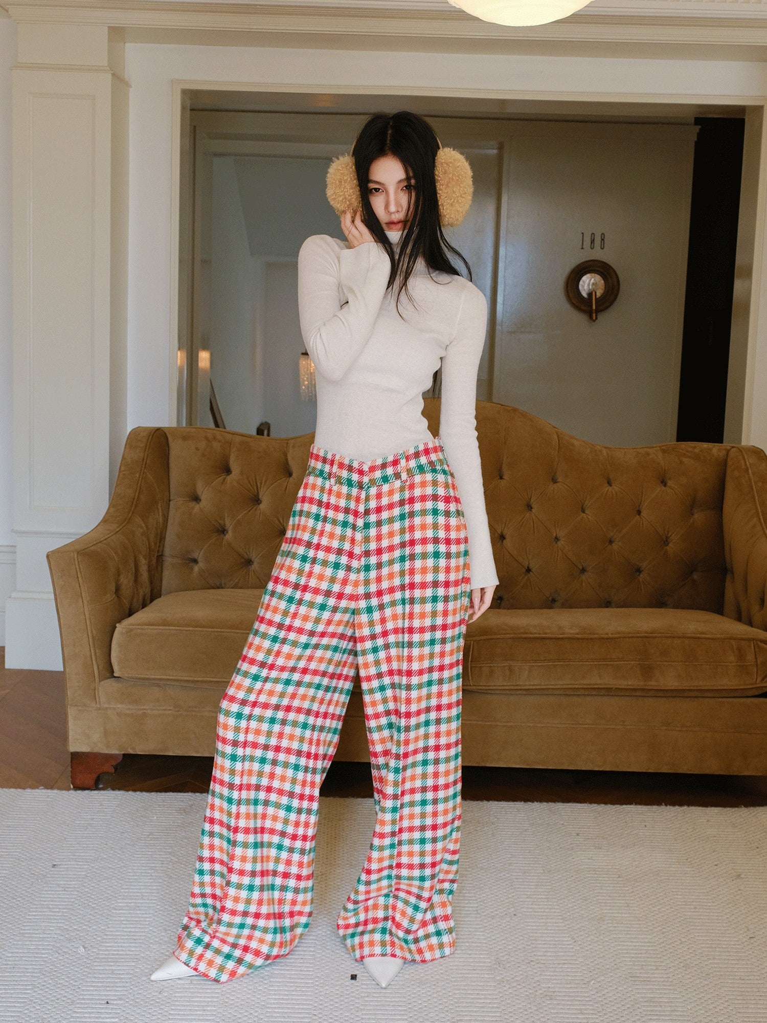 FU FRESH UP Retro Plaid High Waist Women&