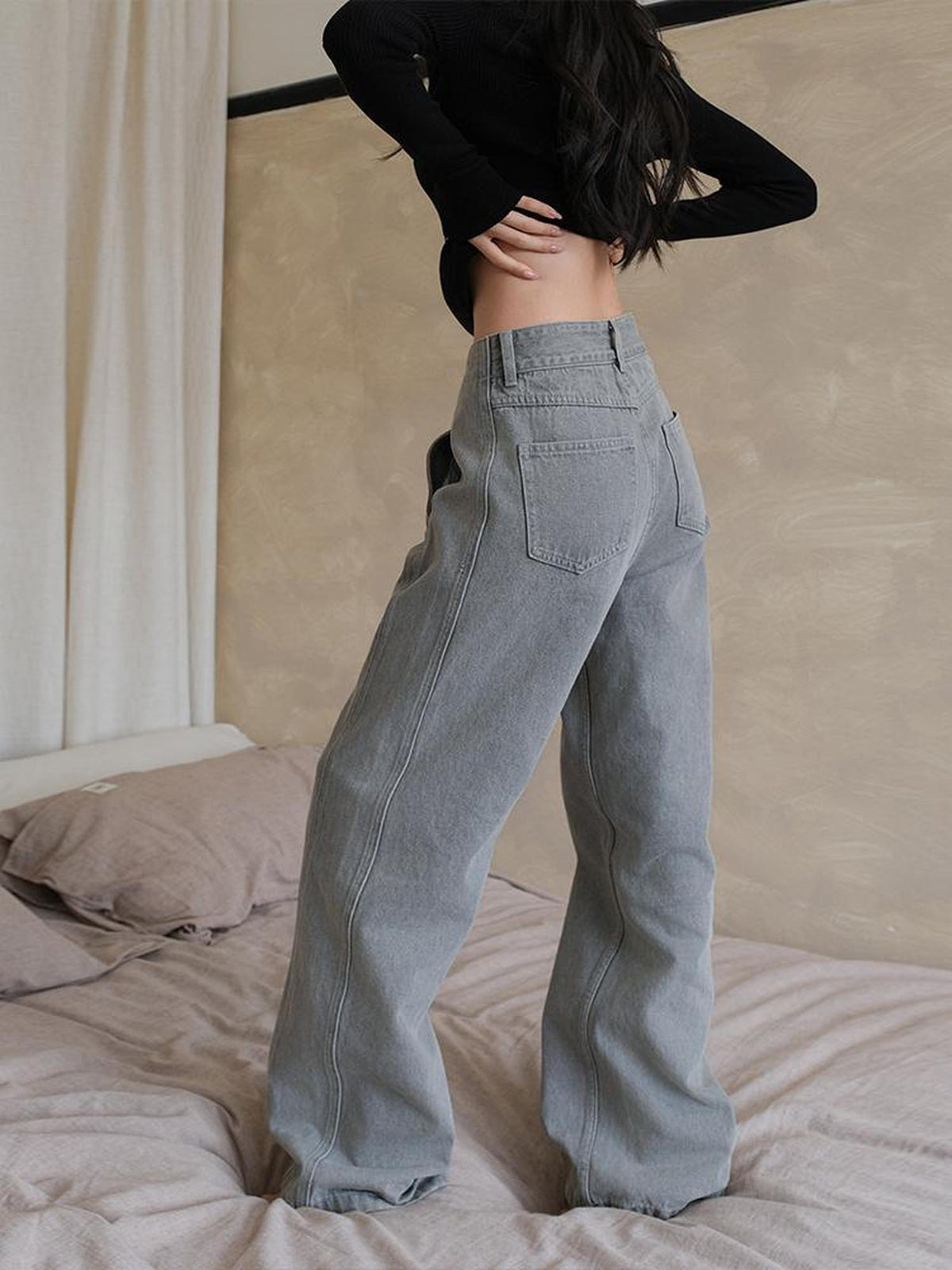 FU FRESH UP Retro Waterwash High Waist Loose Women&