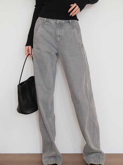 FU FRESH UP Retro Waterwash High Waist Loose Women&