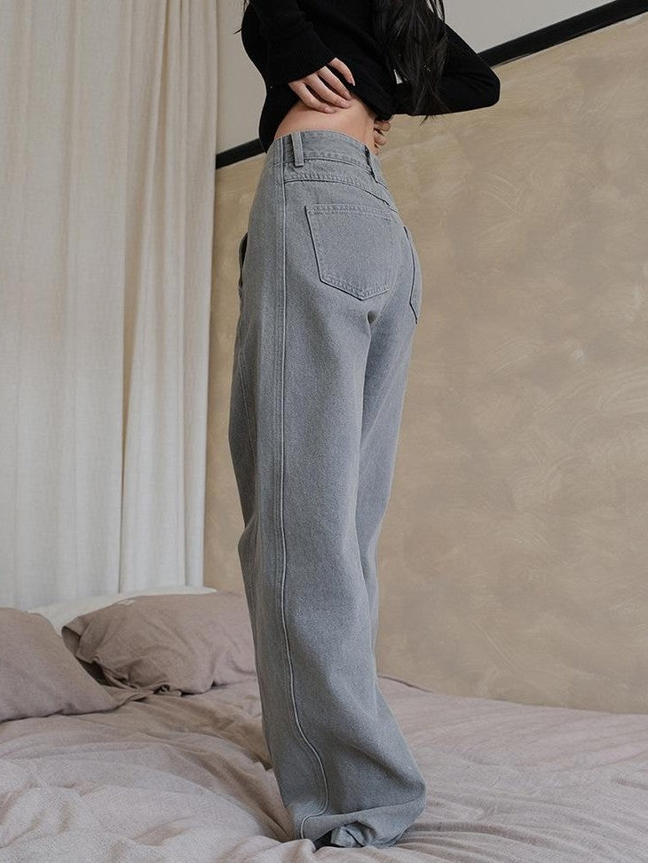 FU FRESH UP Retro Waterwash High Waist Loose Women&