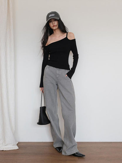 FU FRESH UP Retro Waterwash High Waist Loose Women&
