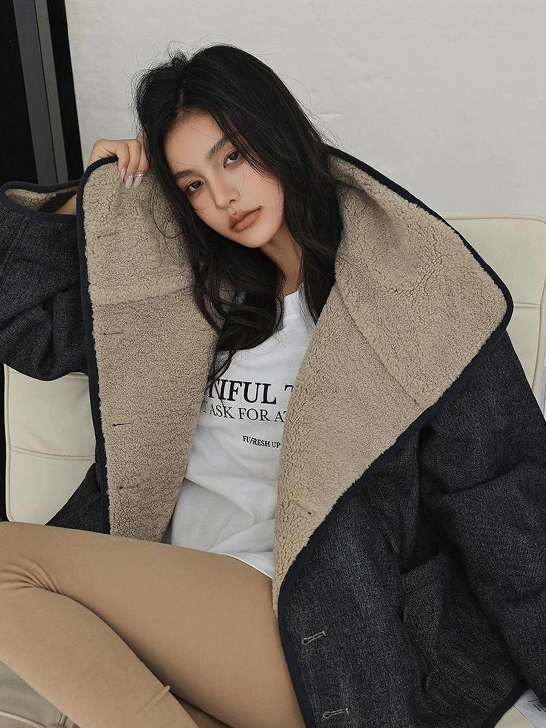 Retro Wool Collar Denim Jacket