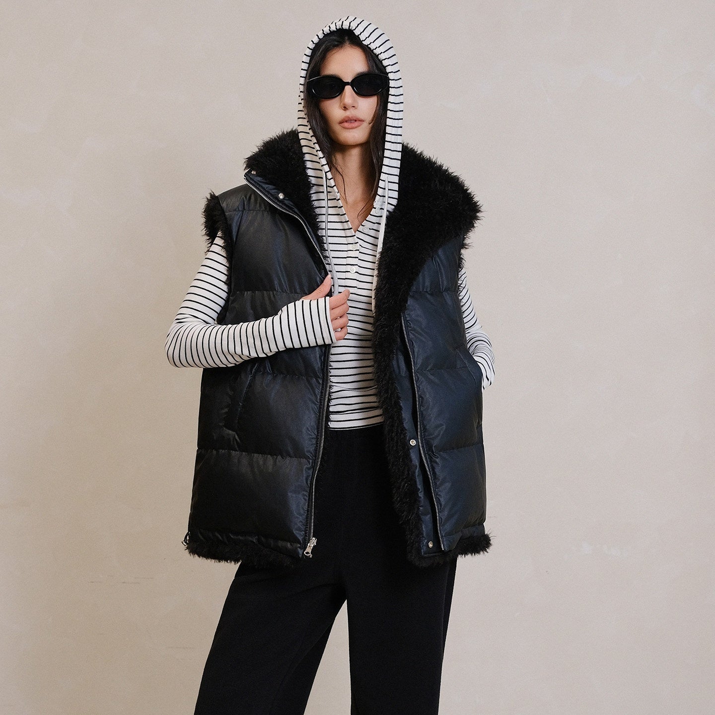 FU_FRESH_UP_Reversible_Pu_Leather_Vest_Stand_Collar_Women&