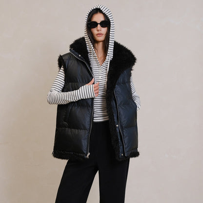 FU_FRESH_UP_Reversible_Pu_Leather_Vest_Stand_Collar_Women&