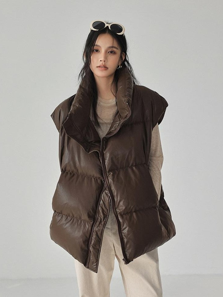 FU FRESH UP Sheepskin Texture Stand Collar 90 White Duck Women&