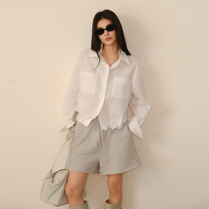 FU_FRESH_UP_Short_Cropped_Structured_Patch_Pocket_Dropped_Shoulder_Women&