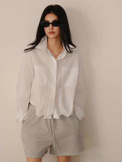 FU FRESH UP Short Cropped Structured Patch Pocket Dropped Shoulder Women&