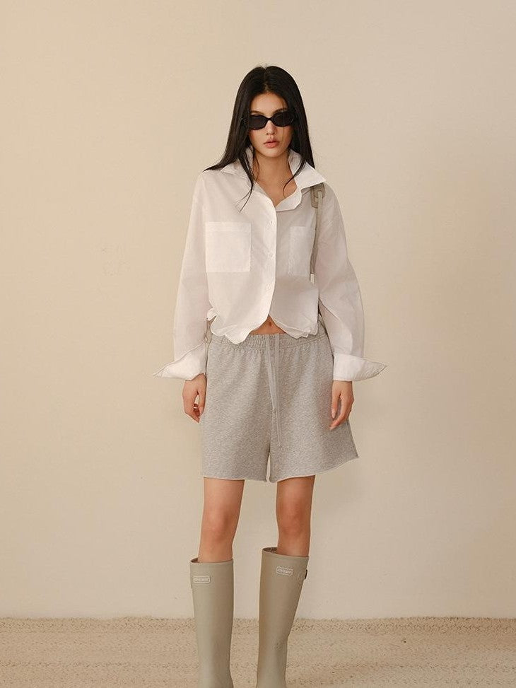 FU FRESH UP Short Cropped Structured Patch Pocket Dropped Shoulder Women&