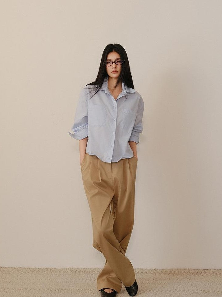 FU FRESH UP Short Cropped Structured Patch Pocket Dropped Shoulder Women&