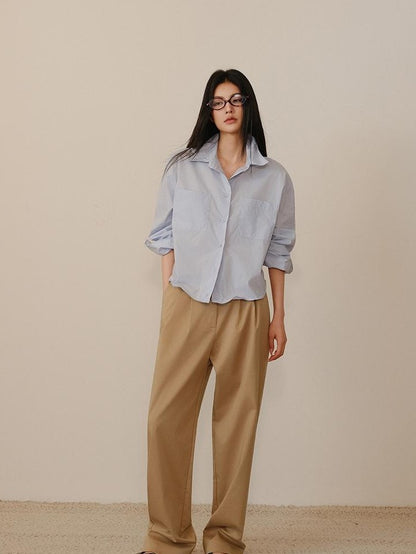 FU FRESH UP Short Cropped Structured Patch Pocket Dropped Shoulder Women&