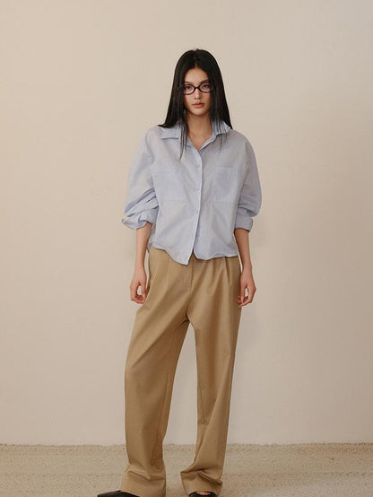 FU FRESH UP Short Cropped Structured Patch Pocket Dropped Shoulder Women&