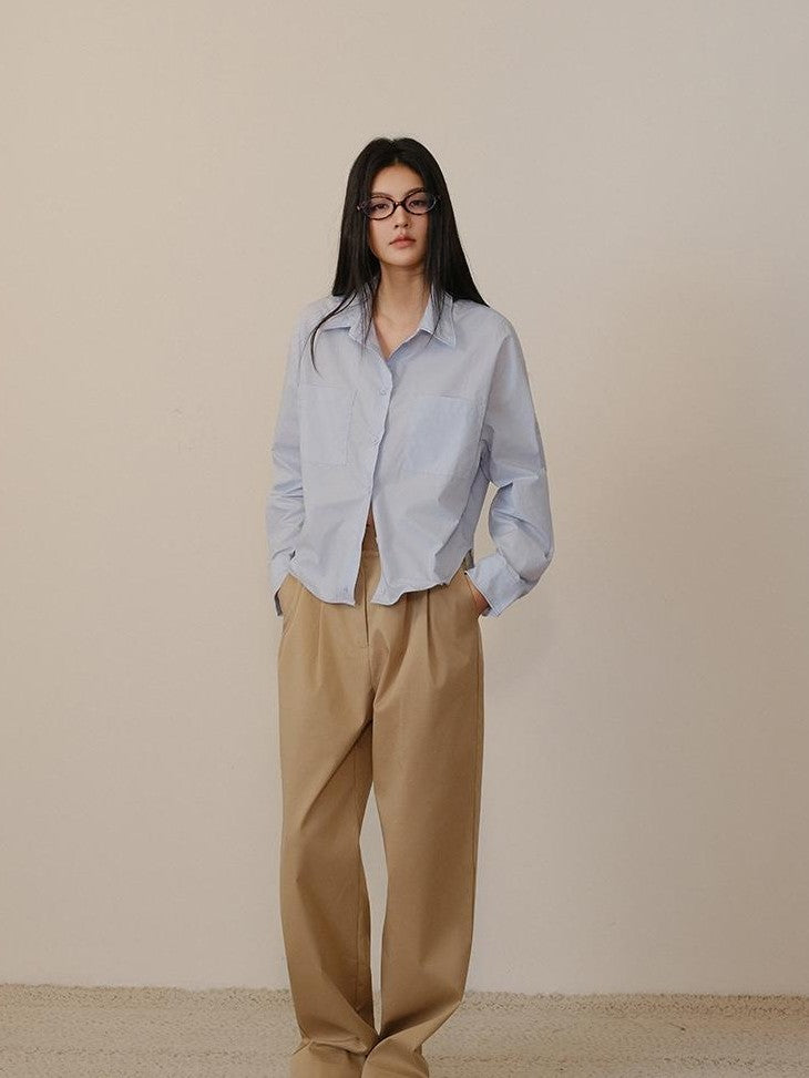 FU FRESH UP Short Cropped Structured Patch Pocket Dropped Shoulder Women&