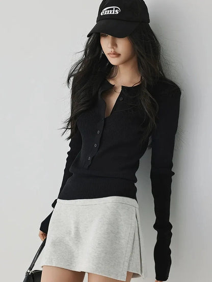 FU FRESH UP Silk Blend Henley Knit Top