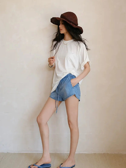 Soft Breathe Wool Silk Blend V-neck T-shirt Long Sleeve