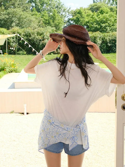 Soft Breathe Wool Silk Blend V-neck T-shirt Long Sleeve
