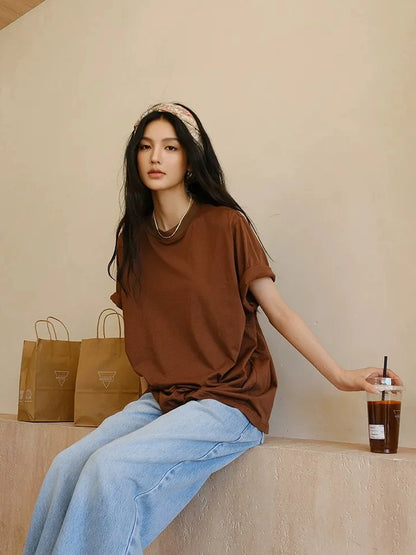 Soft Breathe Wool Silk Blend V-neck T-shirt Long Sleeve