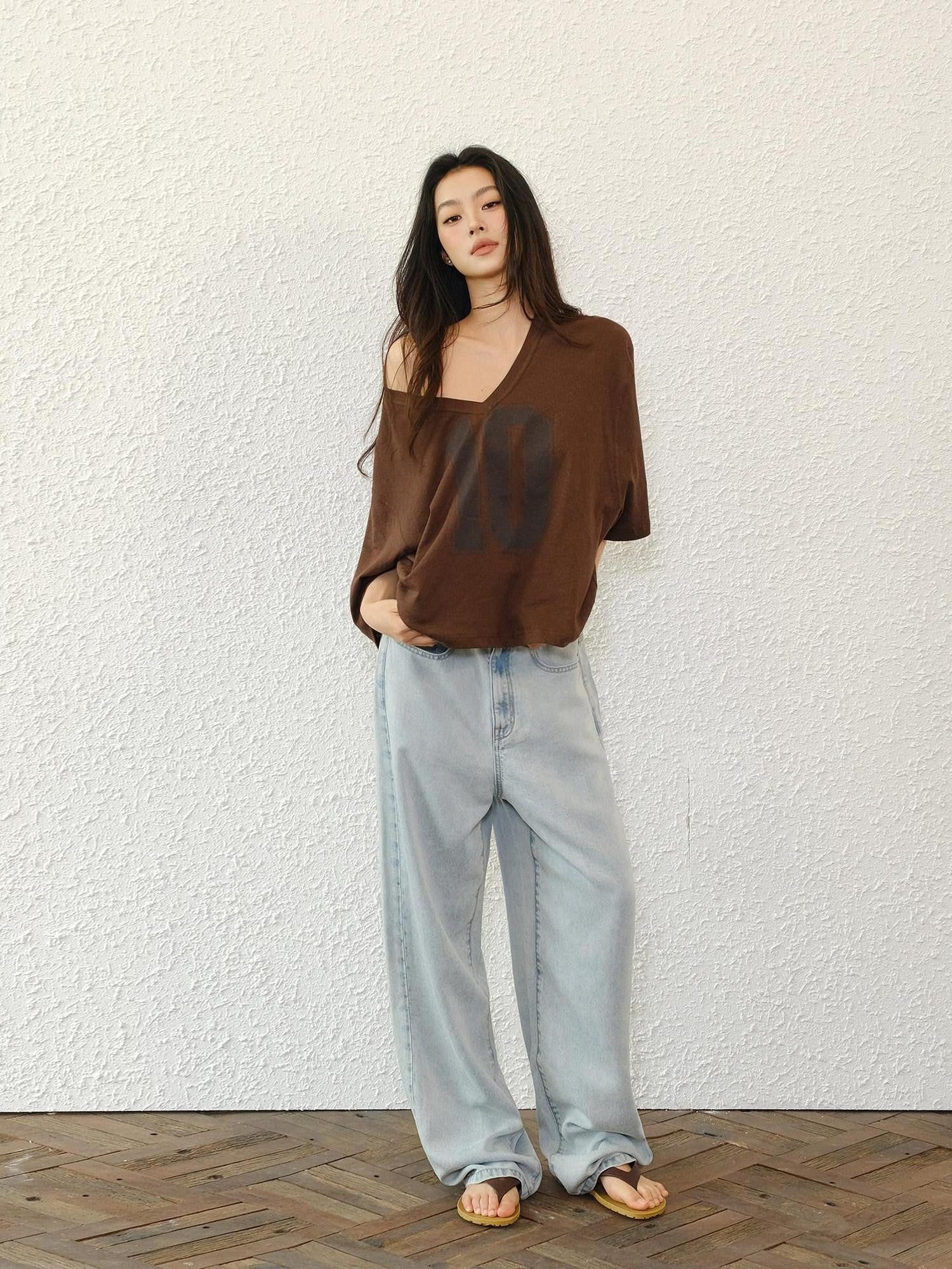 FU FRESH UP Soft Drape Washed High Waist Relaxed Women&