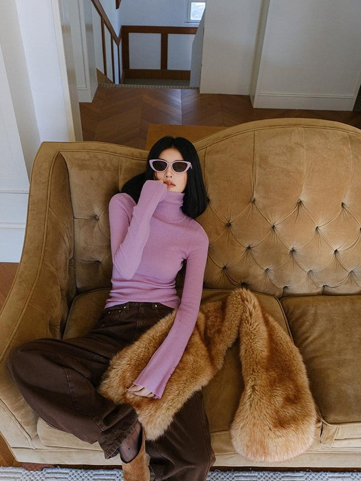 FU FRESH UP Soft Fine Knit Turtleneck Slim Fit Women&