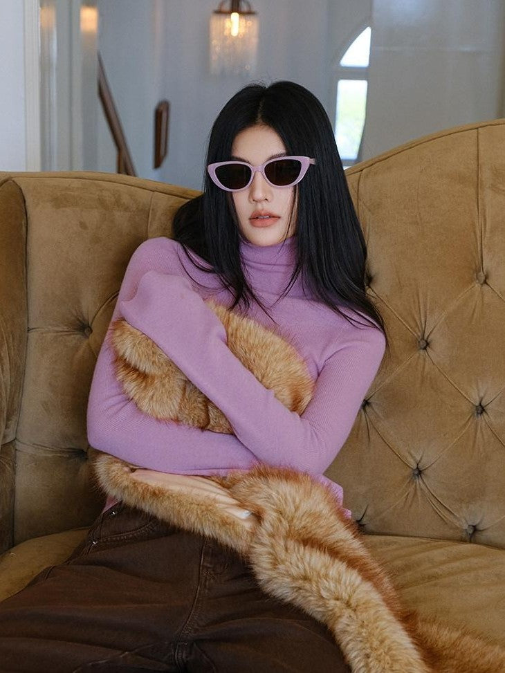 FU FRESH UP Soft Fine Knit Turtleneck Slim Fit Women&
