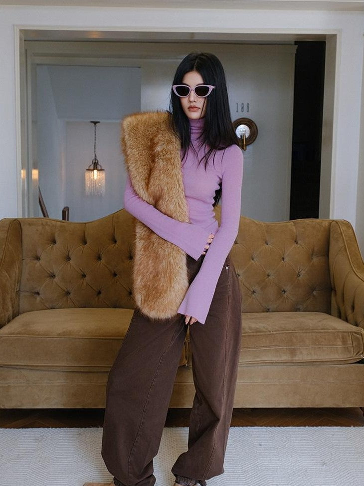 FU FRESH UP Soft Fine Knit Turtleneck Slim Fit Women&