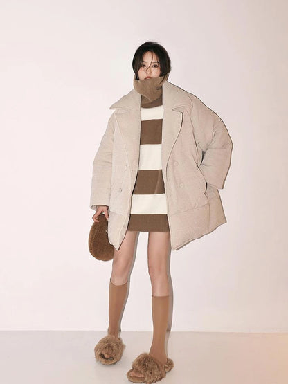 FU FRESH UP Soft High Neck Striped Sweater