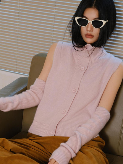 FU FRESH UP Soft Raccoon Plush Knitted High Neck Stacked Sleeve Women&