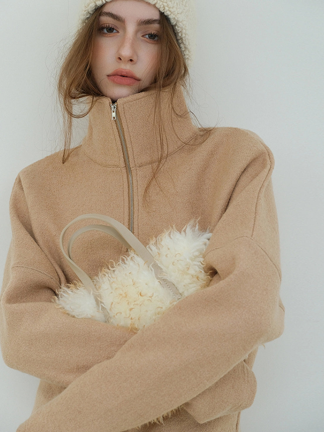 FU FRESH UP Soft Wool Athflow Hoodie Set With Midi Skirt