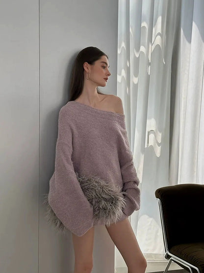 FU FRESH UP Soft Wool Off Shoulder Sweater
