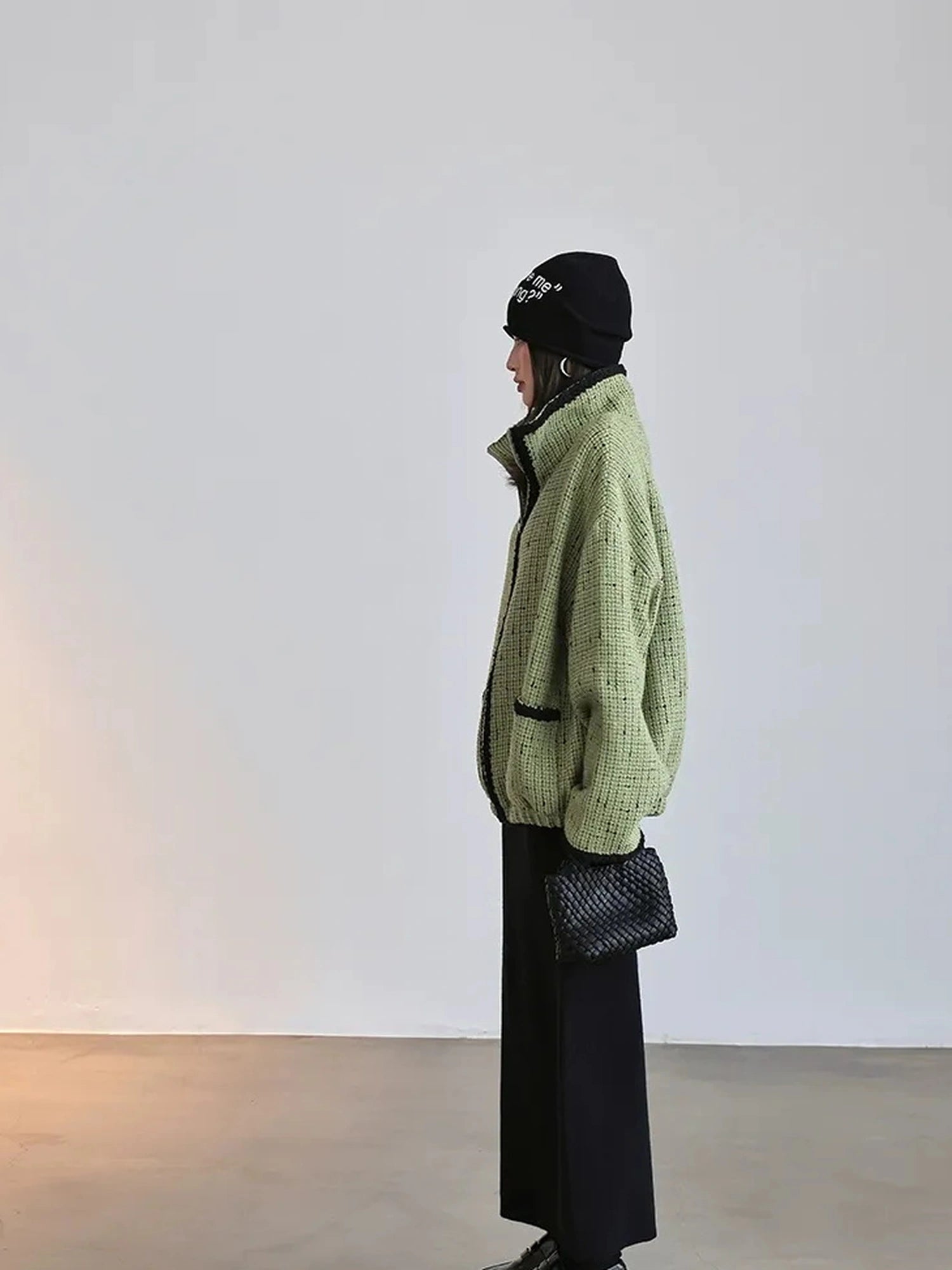 FU FRESH UP Soft Wool Tweed Jacket With Contrast Collar