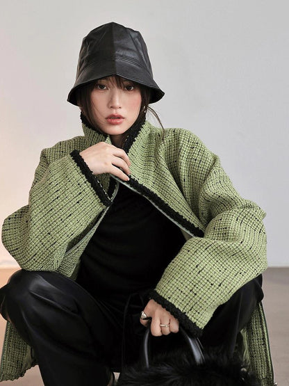 FU FRESH UP Soft Wool Tweed Jacket With Contrast Collar