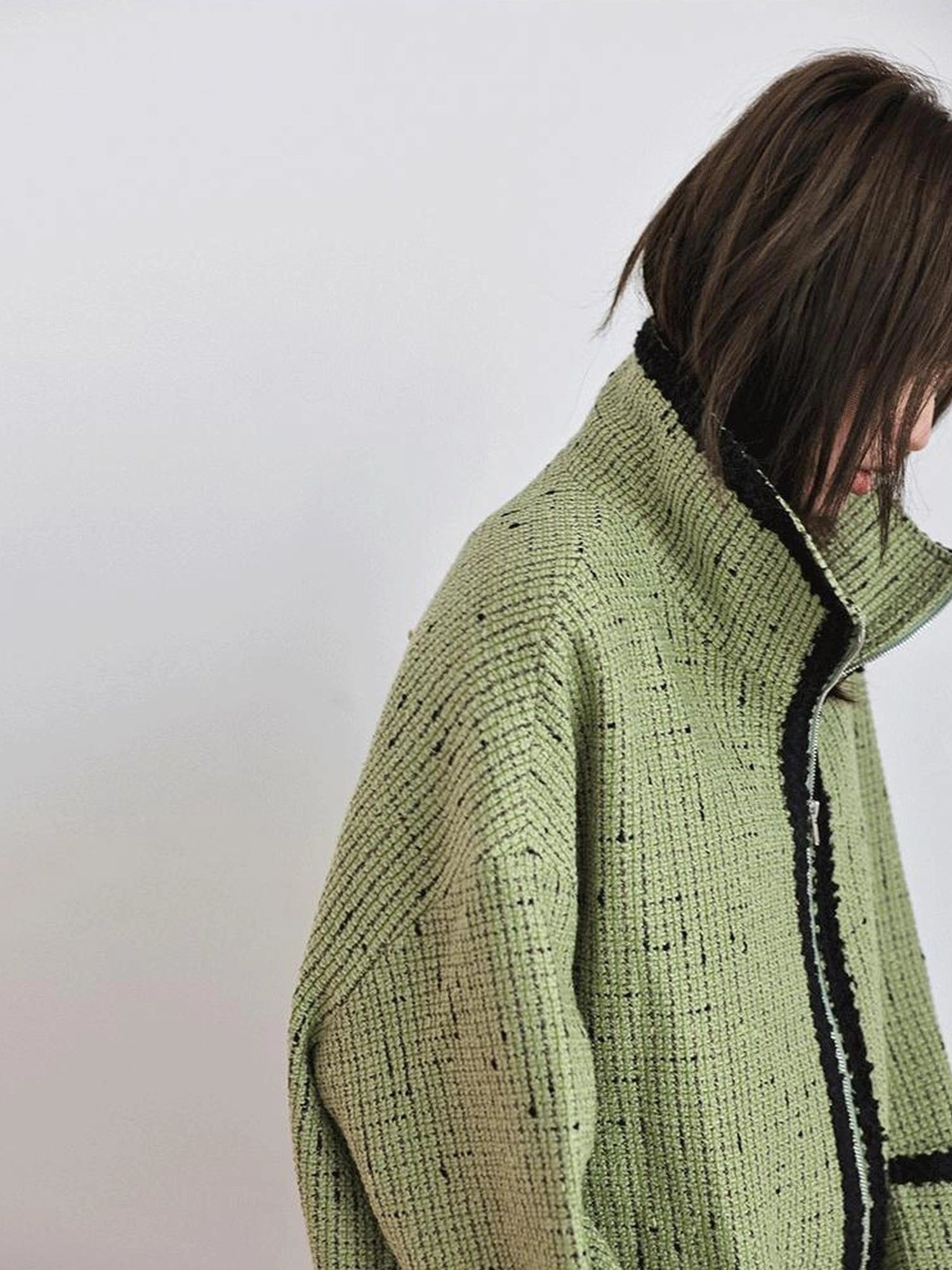 FU FRESH UP Soft Wool Tweed Jacket With Contrast Collar