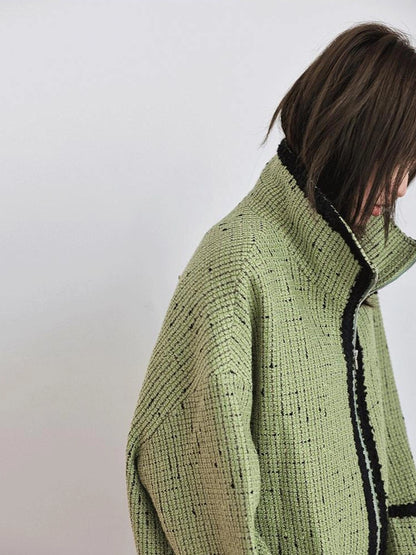 FU FRESH UP Soft Wool Tweed Jacket With Contrast Collar